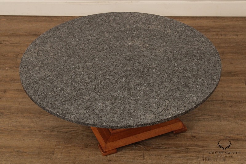 French Style Round Granite Top Pedestal Cocktail Table gallery