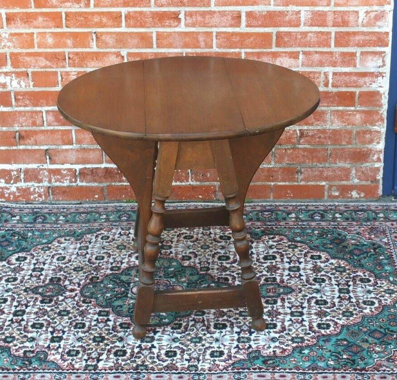 English Antique Oak Small Drop Leaf Table | Living Room Furniture gallery