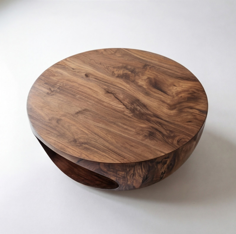 Modern Sculptural Coffee Table Solid Wood Coffee Table Organic Minimalist Center
