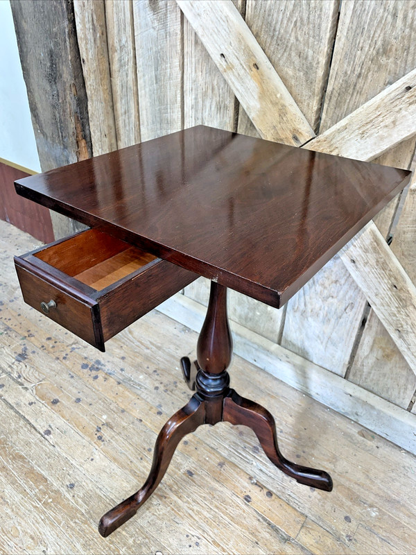Vintage Mahogany Tea Table Colonial Style With Drawer Lamp Table gallery