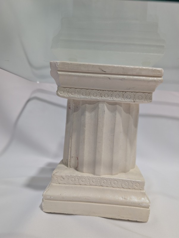 Vtg Neoclassical Glass Console Table Hand Carved Plaster Columns Pedestal Mexico gallery