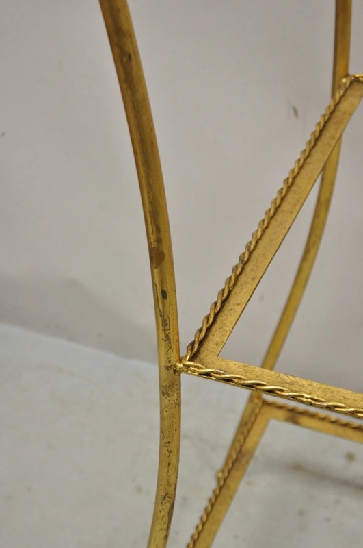 Italian Hollywood Regency Iron Rope Tassel Gold 3 Tier Etagere Stand Side Table gallery