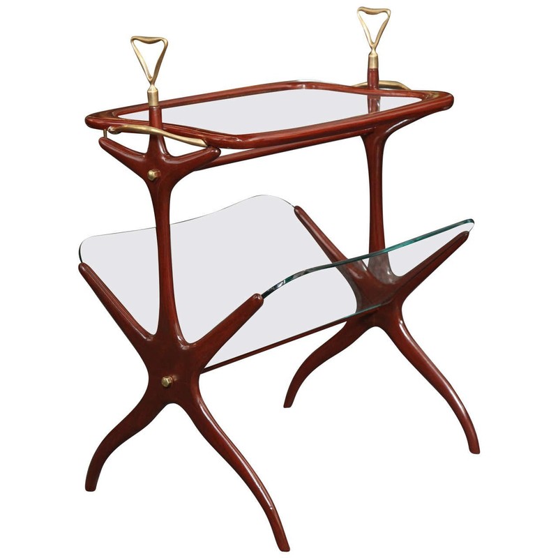 Magazine Wood and Glass Table by Cesare Lacca, Italy, 1955