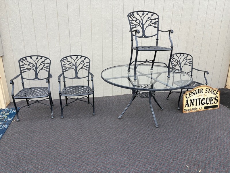 67750 Outdoor Patio Set with Glass Top Table and Four Cast Aluminum Chairs gallery