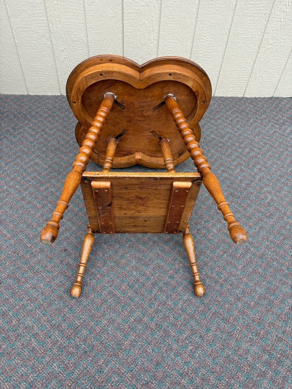 67745 Antique Oak Clover Table with Barley Twist Legs and Shelf gallery