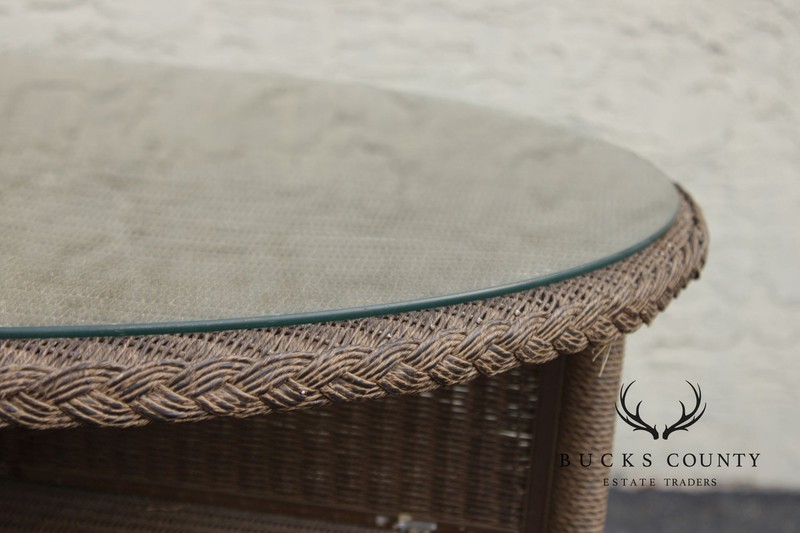 Lloyd Loom Round Glass Top Wicker Patio Table gallery