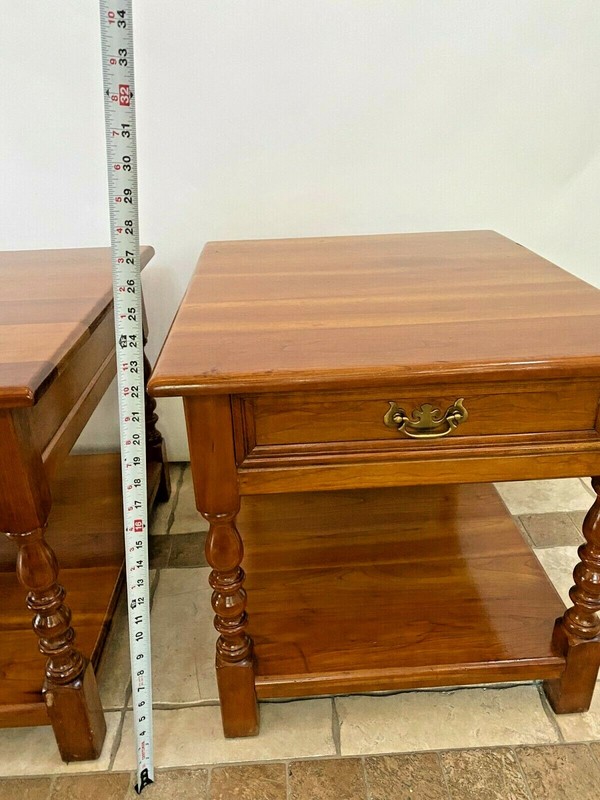 Authentic Stickley Side Tables Nightstands Solid Cherry Top Drawer bottom shelf gallery