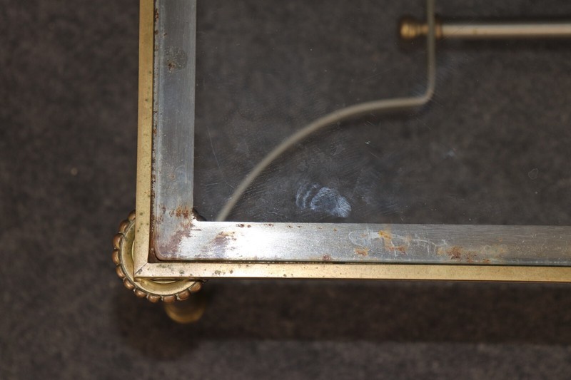 Diminutive Size Maison Jansen Style Brass Steel Glass Directoire Coffee Table gallery