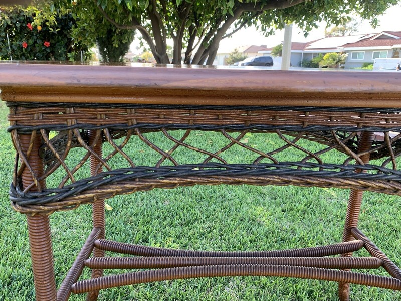 Antique Wicker Wood Side Table gallery