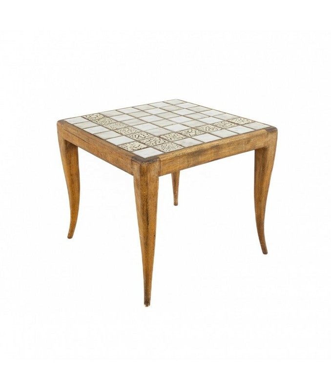 Robsjohn Gibbings Style Mid Century Tile Top Side Table