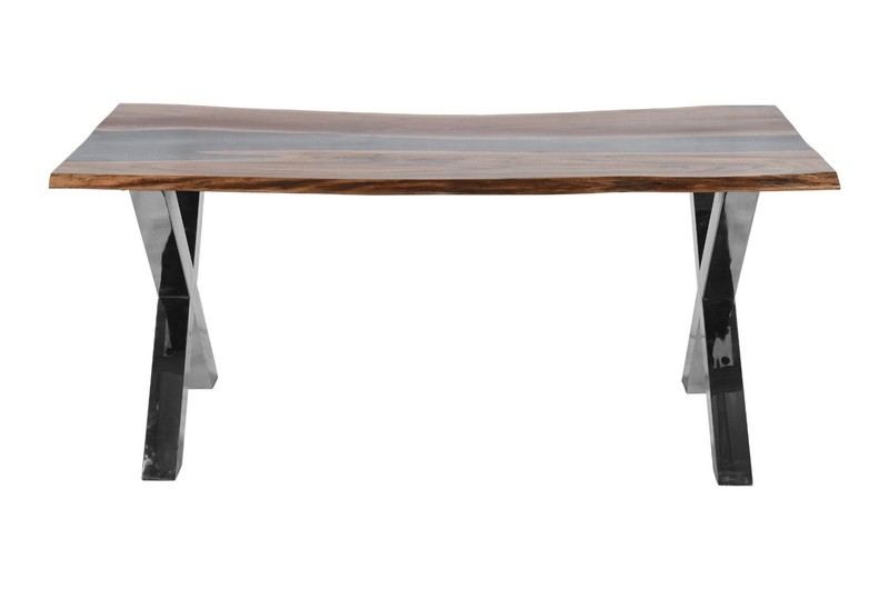 Acacia Epoxy Top Dining Table with Steel Leg gallery