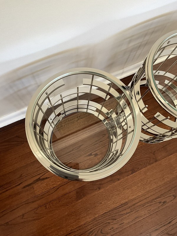 Thomas Pheasant For Baker Furniture Tic Tac Side Drink Table Nickel Set gallery