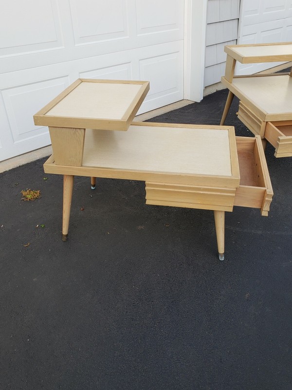 Mid Century Modern Atomic Step End Table Night Stand Blonde gallery