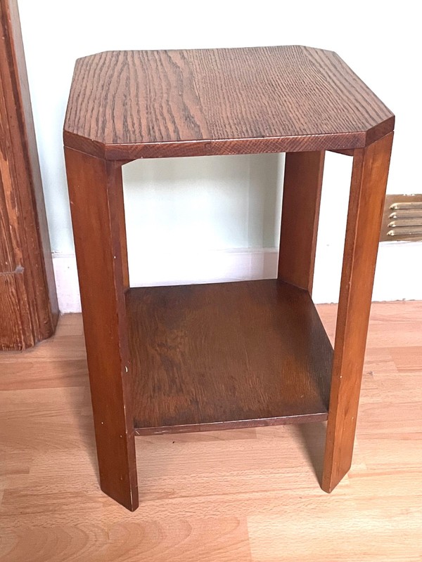 Small antique art deco side table Vintage Retro Octagonal Side Table Dark Wood