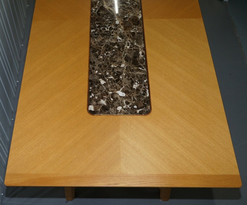 RRP £14,500 DAVID LINLEY NEWLYN SYCAMORE WOOD & MARBLE HAYRAKE DINING TABLE gallery