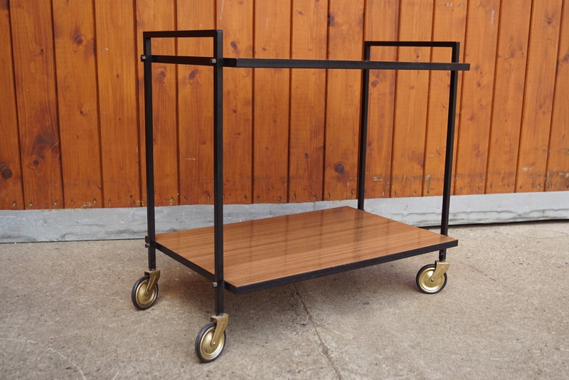 Serving Cart Tea Cart Walnut 60s Table Side Table Mid Century Bar 50s gallery