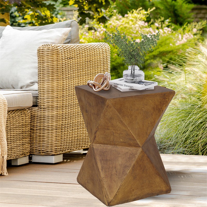 Outdoor Lightweight Concrete Side Table Elegant Geometric Accent Table Handmade gallery