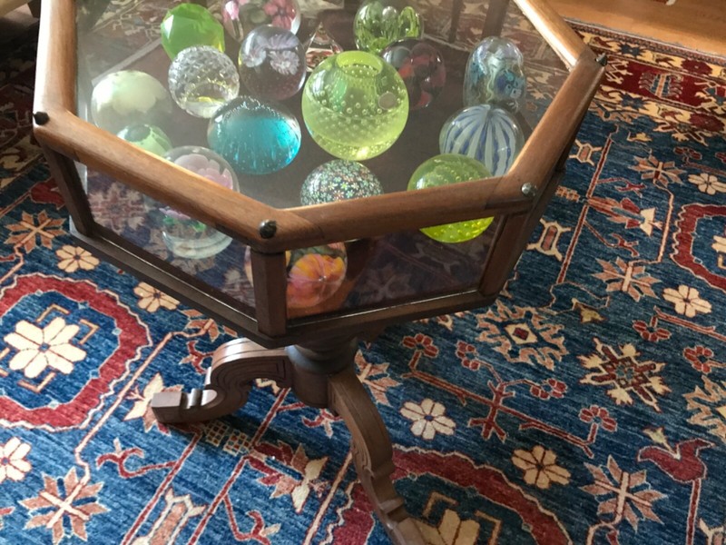 Rare Victorian Mahagany Vitrine 8 Sided Glass Display Table 29.5” Tall gallery