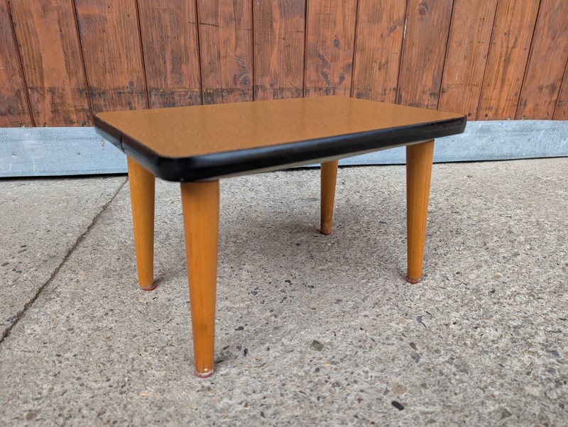 Vintage Flower Table 50s Rockabilly Retro Planter Stand Stool Brown Wooden, 19in