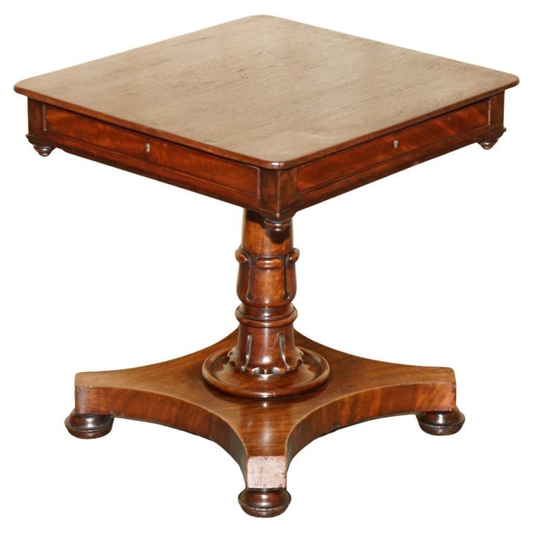 EXQUISITE WILLIAM IV CIRCA 1830 FLAMED MAHOGANY SIDE END WORK SEWING TABLE