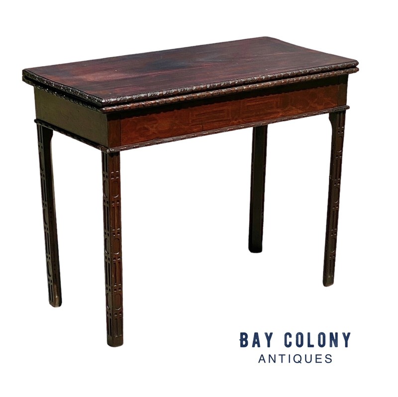Antique Chippendale Mahogany Card Table with Foliate Carved Edge - Circa 1760 gallery