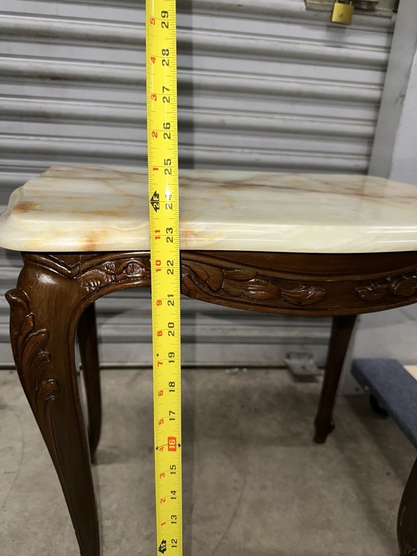 Antique French Coffee Side Table With Italian Marble On Top gallery