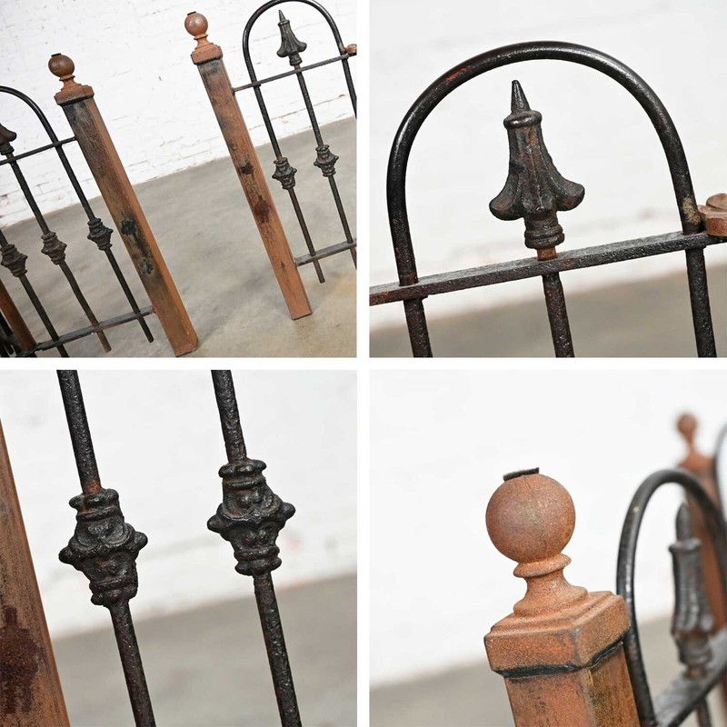 Antique Rustic Wrought Iron Fence Base Custom Dining Table & Beveled Glass Top gallery