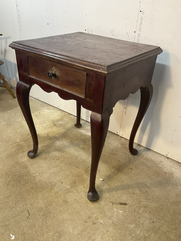 antique Queen Anne walnut country table stand 1 drawer primitive 18th gallery