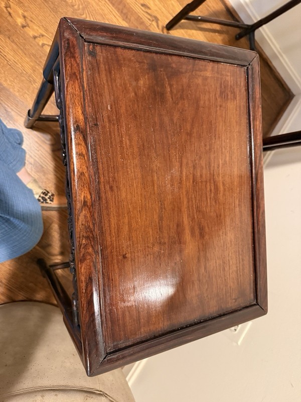 Vintage Chinese Rosewood Nesting Tables Set of 4 Hand Carved Quartetto gallery