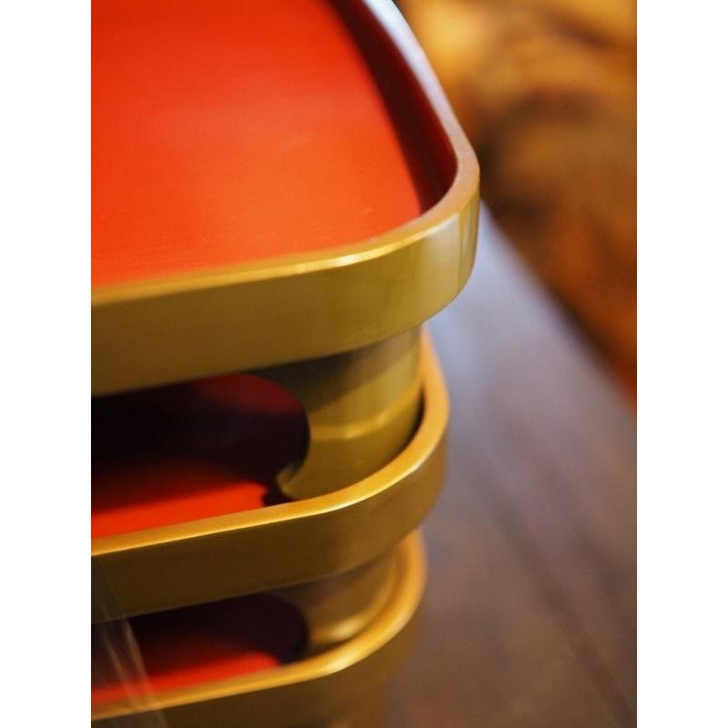 Set of 3 Wajima Lacquer Trays Gold Rim Japan Used 15cm (5.9in) gallery