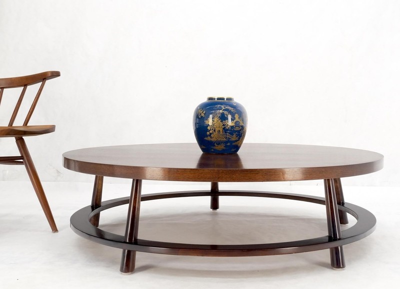 Gibbings for Widdicomb Mid-Century Modern Round Walnut Coffee Table Tapered Legs gallery