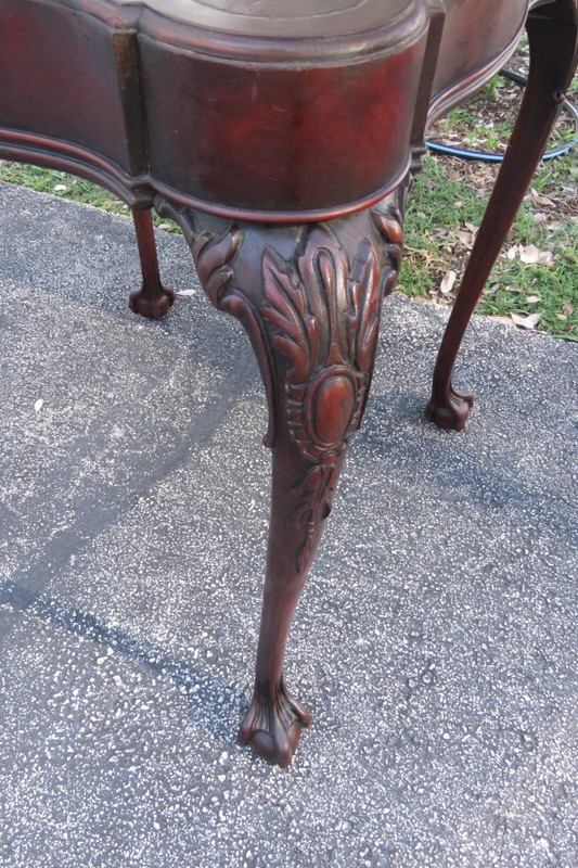 Chippendale Leather Top Mahogany Ball and Claw Feet Side Table 3448 gallery