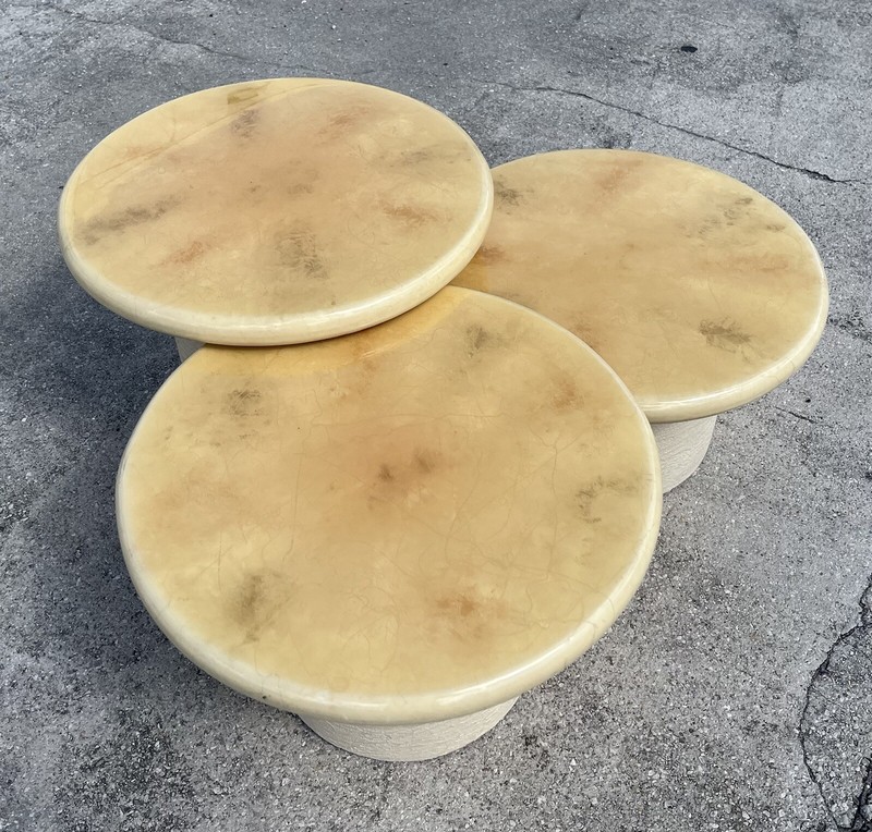 Karl Springer Style Goatskin Mushroom Nesting Tables gallery