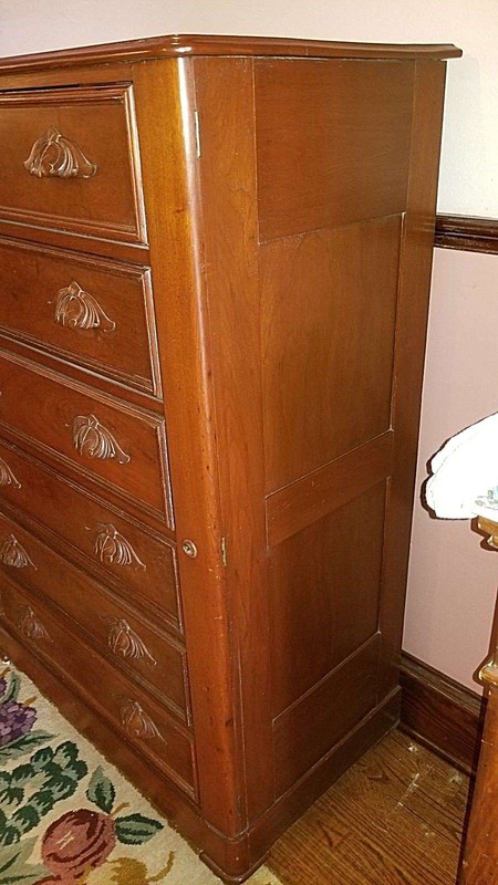 American Victorian Solid Walnut Lockside 6 Drawer Chest 1860-70's gallery