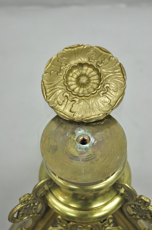 French Empire Renaissance Bronze Paw Foot Pedestal Base Round Glass Coffee Table gallery