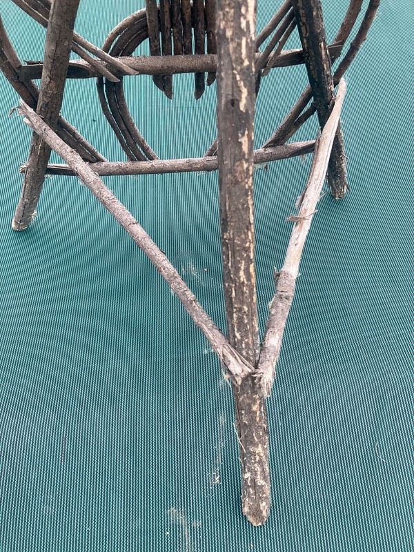 ANTIQUE HANDMADE Rustic Primitive ADIRONDAK BENTWOOD TWIG PLANT STAND gallery