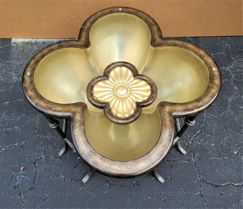 3 Dimensional Lotus Flower Glass Top Indoor Outdoor Cocktail Side End Table 48" gallery