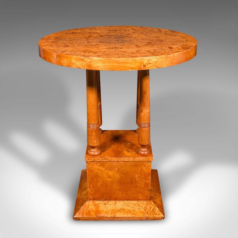 Vintage Podium Hall Table, French, Birds Eye Maple, Lamp, Side, Art Deco, C.1930 gallery