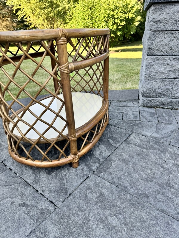 VTG MCM Bamboo Rattan 2 Tier Cocktail Coffee Table W/Formica Top L25xH22xW18” gallery