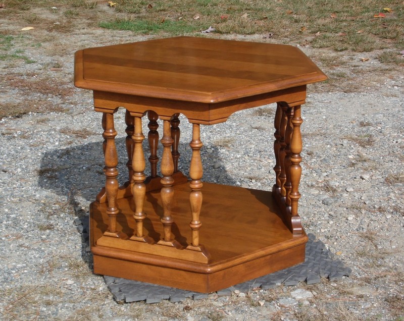 Vintage Ethan Allen American Traditional Maple Hexagon Side End Accent Table gallery
