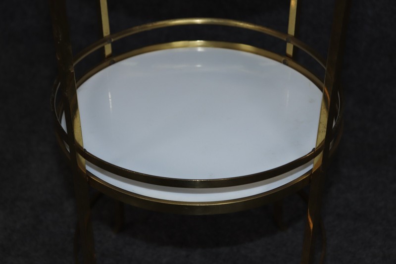 Fine Quality French Brass and Milk Glass Portable Dessert Tray Table or Etagere gallery