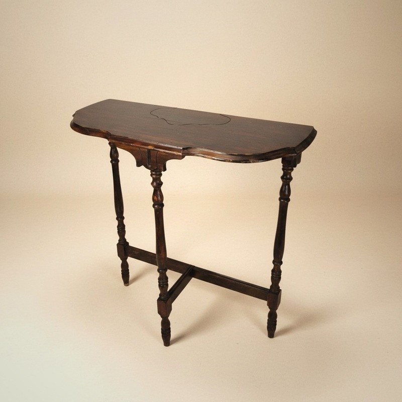 Handmade Solid Wood Console Table 3 Leg Scalloped Top Entryway Hall Spindle 29"T
