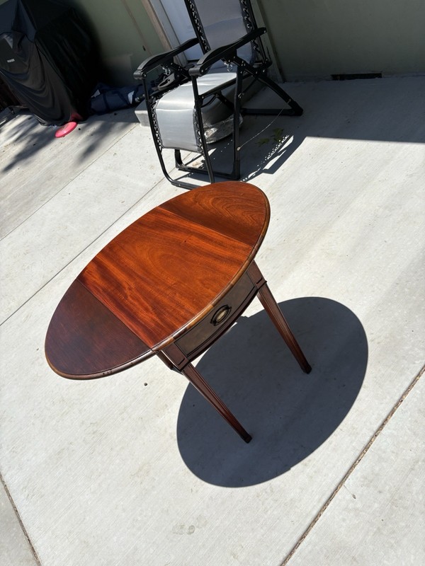 Vintage Wood Drop Leaf Side Table with Drawer, Furniture Co. Rapids- Refurbished