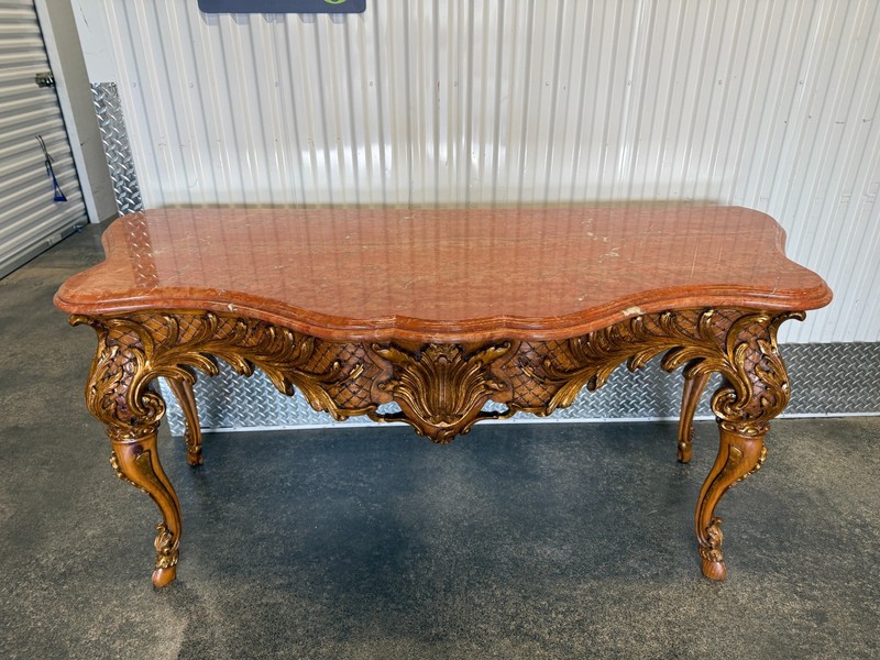 LARGE WILLIAM SWITZER LOUIS 16TH STYLE CONSOLE TABLE WITH MARBLE TOP gallery