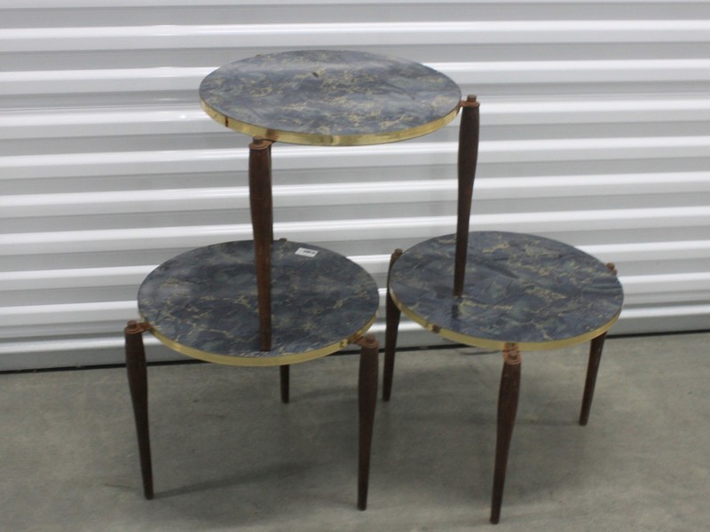 MCM Nesting Stacking Tables Faux Marble Spider Leg Set of Three