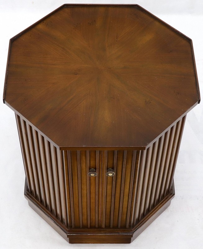 Two Doors Compartment Cabinet Octagon Shape Side Occasional End Table Pedestal gallery