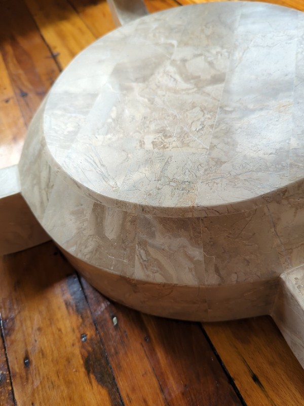 Marquis Collection of Beverly Hills Table Regency pomo tessellated travertine gallery