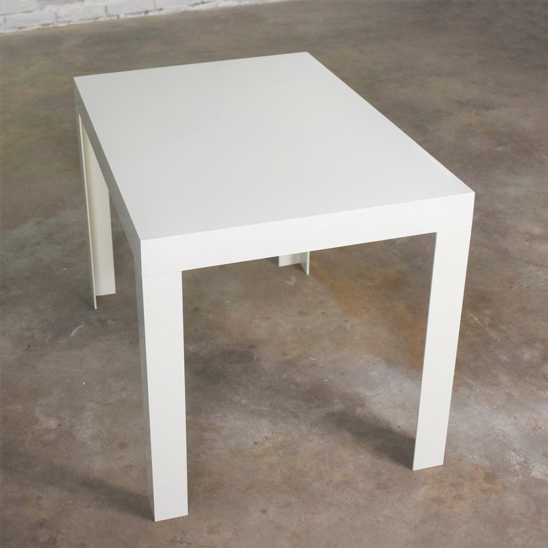 Modern White Molded Plastic Rectangular Parsons Style Side Table Style Syroco gallery