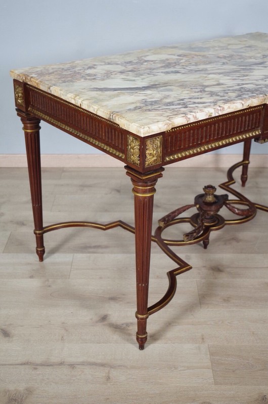 Louis XVI Mahogany Middle Table, Signed L. Rosnay, circa 1880 gallery