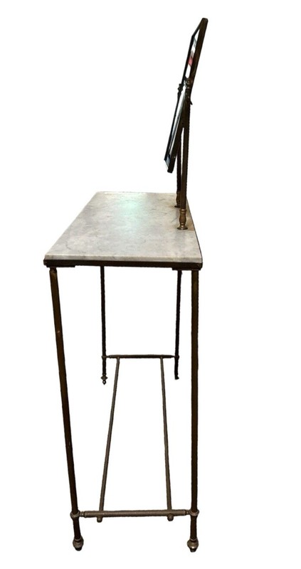 Antique White Marble Top Metal Vanity Console 360 Attached Mirror Shaving Table gallery